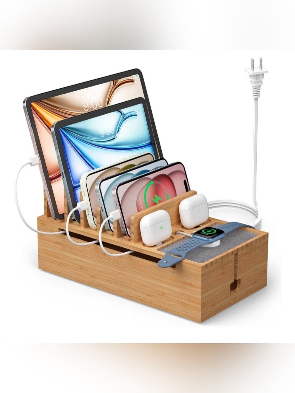 Pezin & Hulin Bamboo Multi-Device Charging Station Organizer